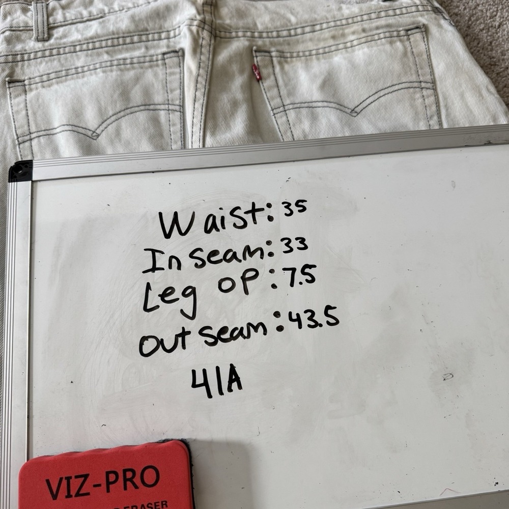 Made In USA 90s White/Creme Levi's 550 Denim Jeans 36x34 Baggy Straight Vintage - Picture 7 of 7